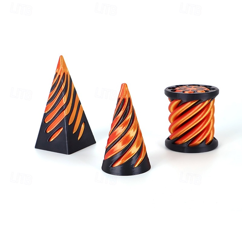 3 Packs Impossible ConeSpiral Cone Fidget Toy Impossible Pyramid Passthrough Toy3D Printed Spiral Cone Fidget Toy Mini Vortex Thread Illusion Desktop Deco Souvenir Gift for Anxiety Relaxing