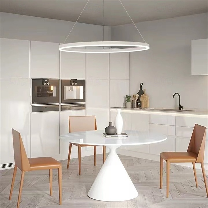 LED Pendant Light 40/60/80cm 1-Light Ring Circle Design Dimmable Aluminum Painted Finishes Luxurious Modern Style Dining Room Bedroom Pendant Lamps 110-240V ONLY DIMMABLE WITH REMOTE CONTROL4