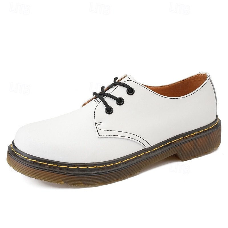 Men's White Casual Lace-Up Shoes with Yellow Stitching, Trendy Retro Style for Daily Wear and Casual Outings3