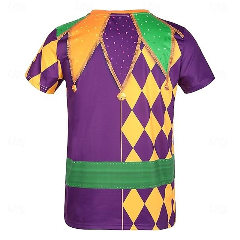 Mardi Gras Men's Tuxedo Costume T Shirt Short Sleeve T shirt 3D Print Crew Neck Shirt Exaggerated Designer Party Holiday Club Purple Summer Spring Clothing Apparel S M L XL XXL XXXL4
