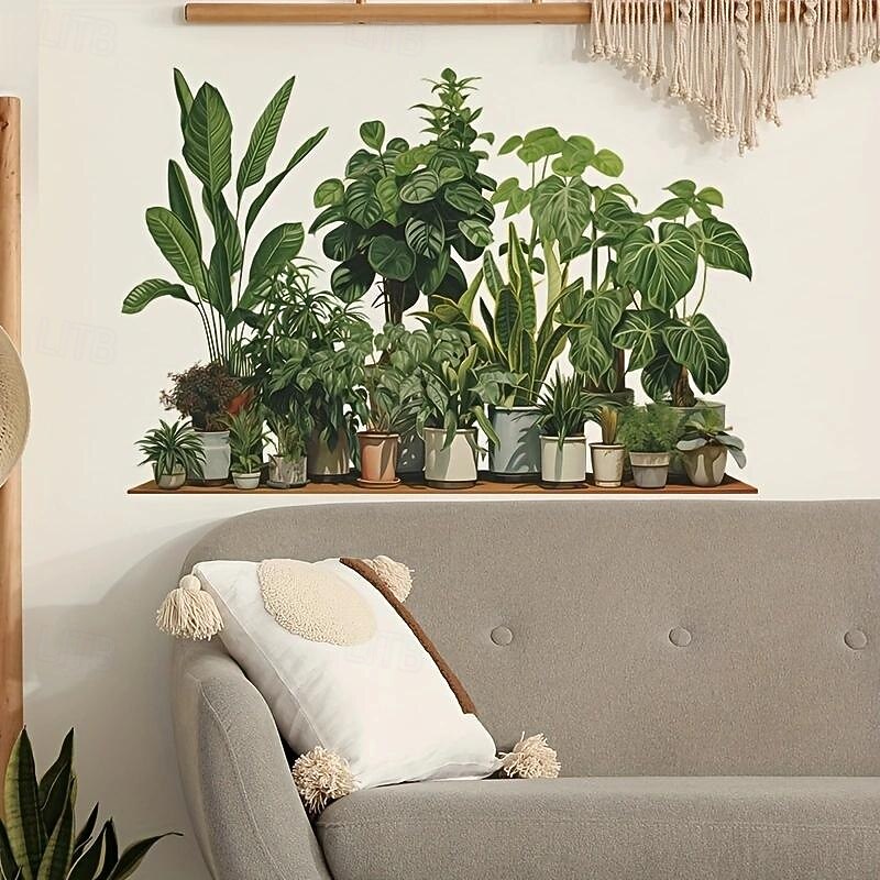 Creative Wall Sticker, Tropical Plant Leaves Pattern Self-Adhesive Wall Stickers, Bedroom Entryway Living Room Porch Home Decoration Wall Stickers, Removable Stickers, Wall Decor Decals4