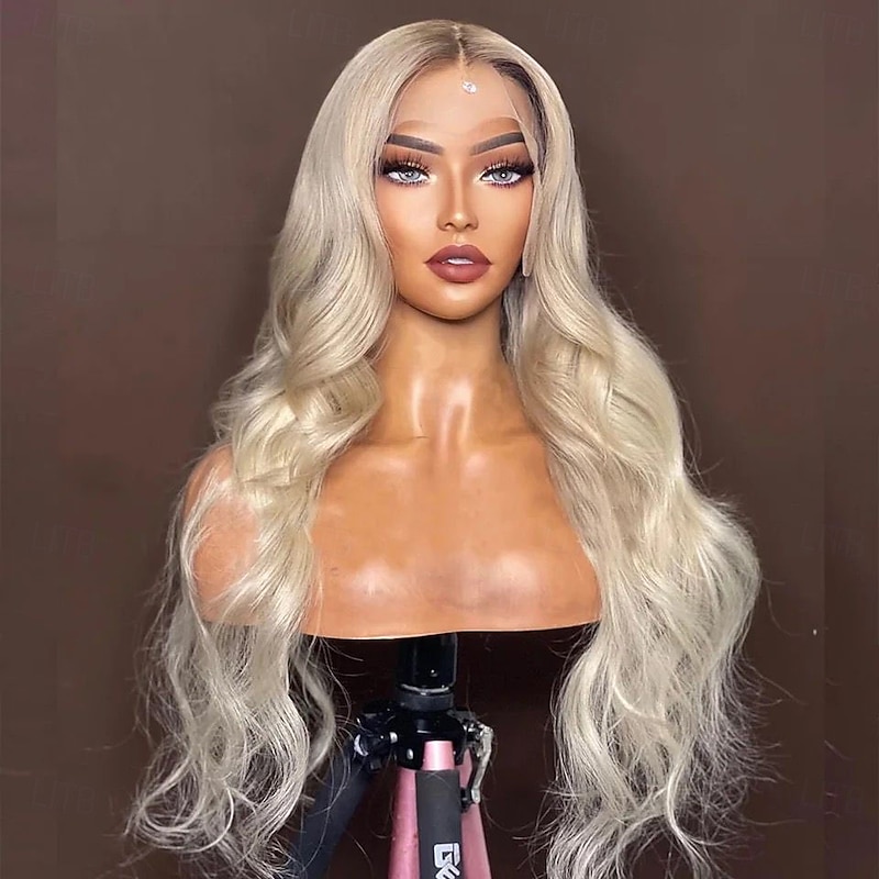 Remy Human Hair 5x5 Closure 13x4 Lace Front Wig Free Part Brazilian Hair Wavy Blonde Multi-color Wig 130% 150% Density Ombre Hair Natural Hairline 100% Virgin Glueless Pre-Plucked For Women Long4