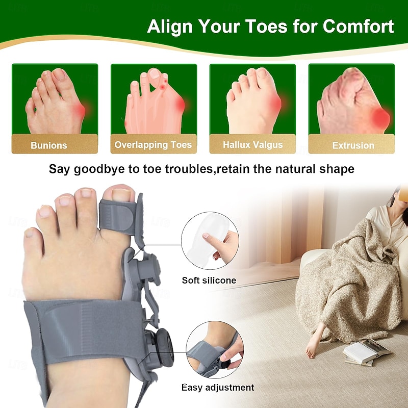 Bunion Corrector for Women Men Big Toe Splint,Upgraded Adjustable Bunions Correction Bunion Fix,Orthopedic Toe Straighteners for Crooked Toes Suitable for Left Right Feet2