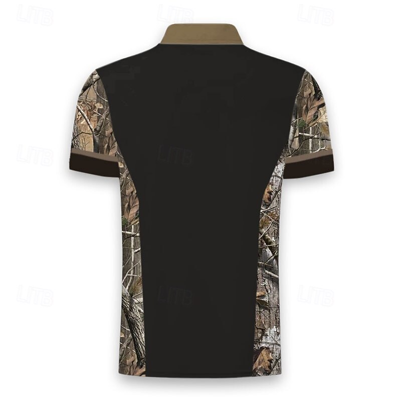 Men's Deer Polo Short Sleeve Polo Shirts Collared Shirts Casual School Outdoor Daily Wear Home Wear 3D Print Summer Spring Fall Black Brown Gray4