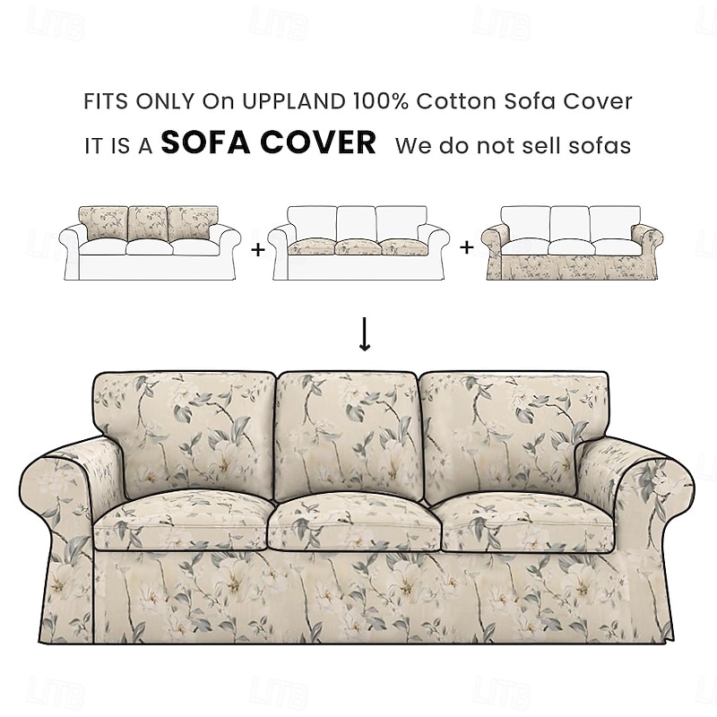 100% Cotton Sofa Cover Floral Quilted Slipcovers  UPPcover LITB PRIME cover2