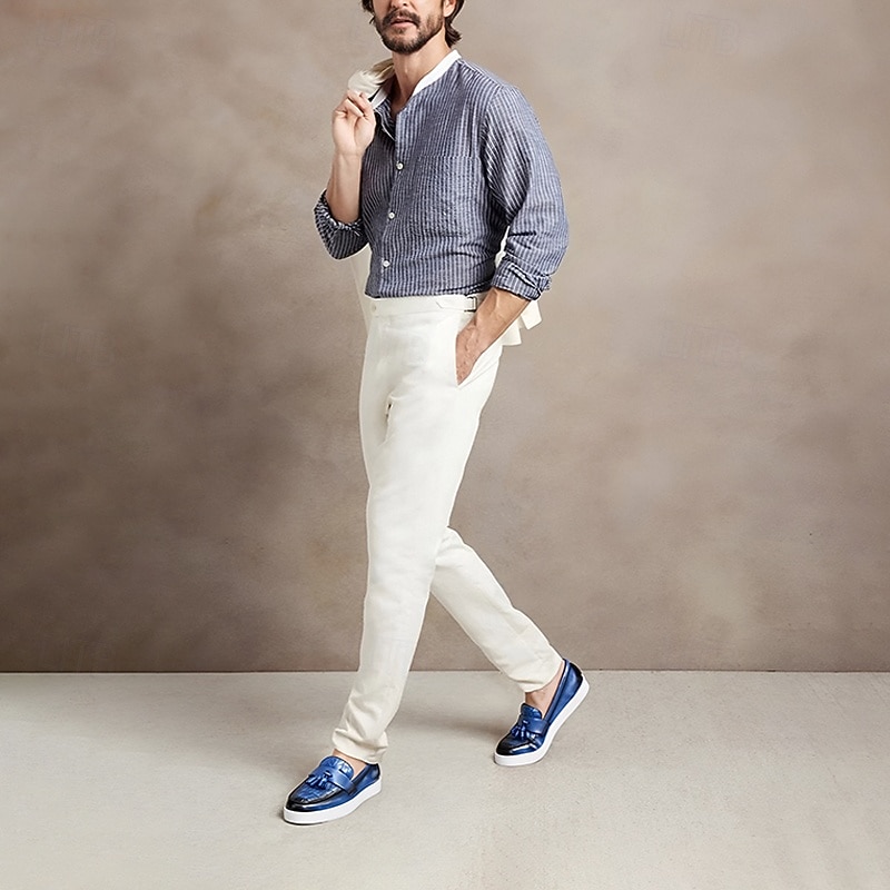 Blue Leather Loafers with Crocodile Pattern and Tassel for Men | Versatile for Casual and Business Casual2