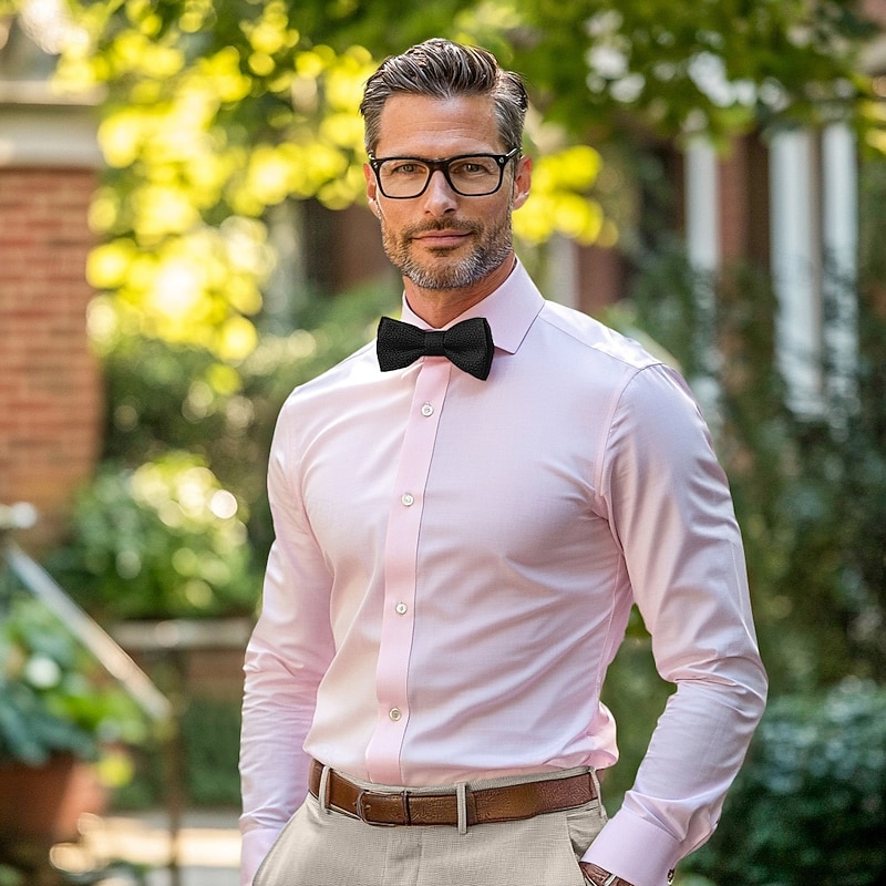 Men's Dress Shirt Button Down Shirt Non Iron Shirt Collared Shirt Plain Wedding Work Light Blue Black White Yellow Long Sleeve Collar All Seasons Clothing Apparel4