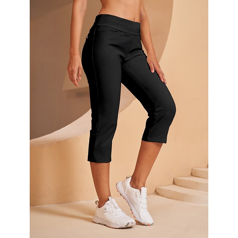 Women's Golf Capri 22Inch Performance Stretch Pants Black Red Dark Navy Pants Trousers Ladies Golf Attire Clothes Outfits Wear Apparel