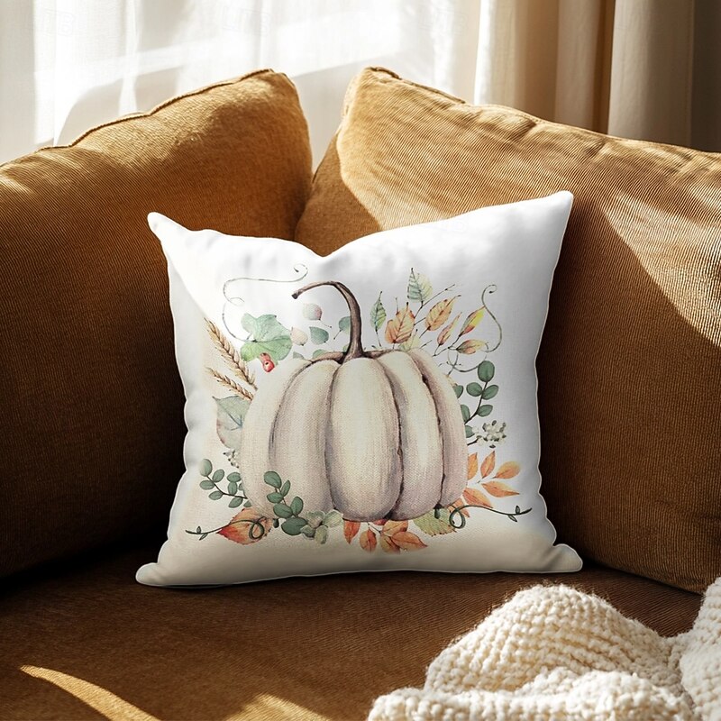 Halloween Autumn Harvest Double Side Pillow Cover 4PC Soft Decorative Square Cushion Case Pillowcase for Bedroom Livingroom Sofa Couch Chair Pumpkin