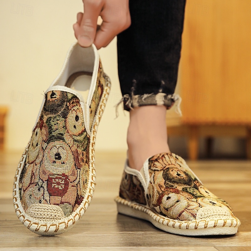 Men's Animal Print Canvas Espadrille Slip-On Shoes with Jute Rope Sole – Comfortable Casual Summer Footwear2