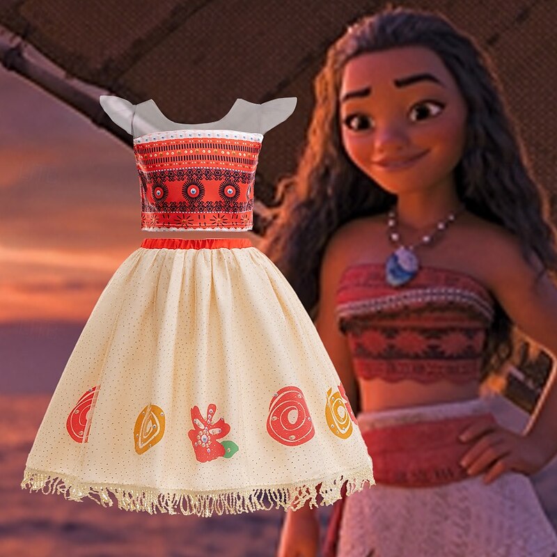Moana Princess Moana Skirt T-shirt Carnival Costume Movie TV Theme Costumes Movie Cosplay for Girls' Kid's Carnival Children's Day World Book Day Party Birthday Beach