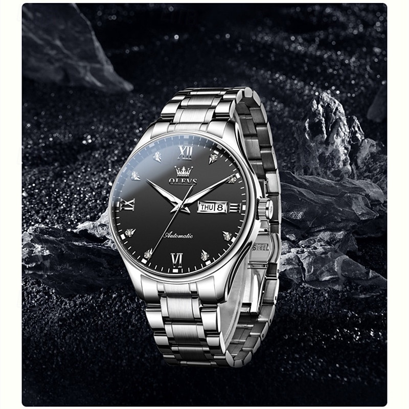 Olevs Brand Men'S Business Watch Luminous Double Calendar Automatic Mechanical Watch Simple Waterproof Fashion Sports Men'S Wristwatch3