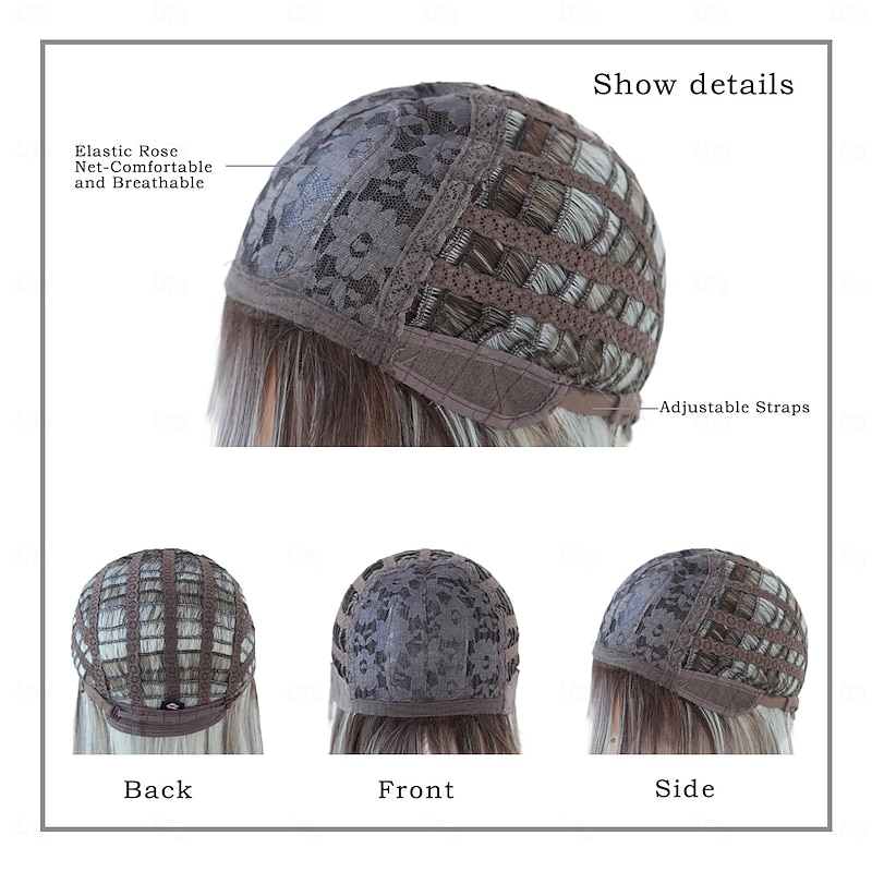 Long Straight Wig with Bangs Wig Heat Resistant  Synthetic Wig with Dark Roots Make Natural Looking Wigs for Women Party Cospaly Wig and Daily Used4