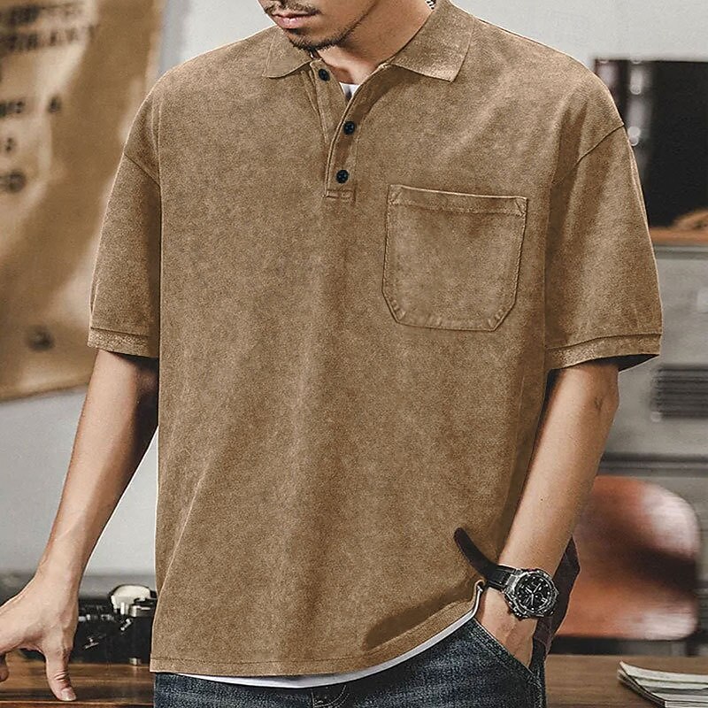 Men's T Shirt Golf Polos Shirts Casual Classic Short Sleeve Fashion Distressed Solid Color Buttons Spring Fall Navy-blue Army Green Black Khaki Gray T Shirt2