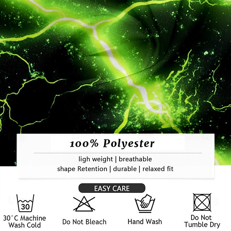 Men's Lightning Casual Shirt Button Up Shirt Long Sleeve Abstract Party Casual Spring Fall Turndown Button Up Black3