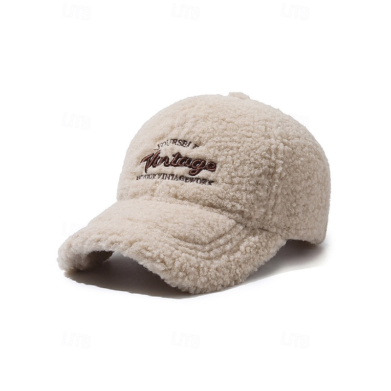 Women's Vintage Faux Sherpa Baseball Cap – Cozy Winter Hat for Stylish Casual Outdoor Wear