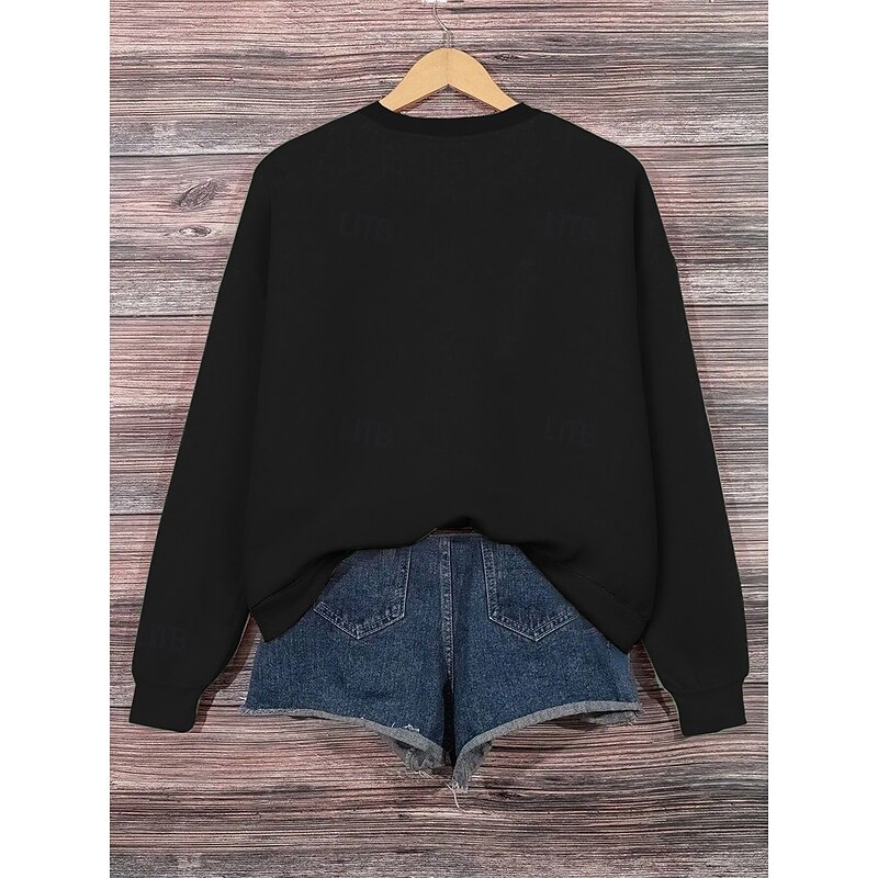 Women's Pullover Casual Cat Hoodie Print Long Sleeve Pink Fall Winter2