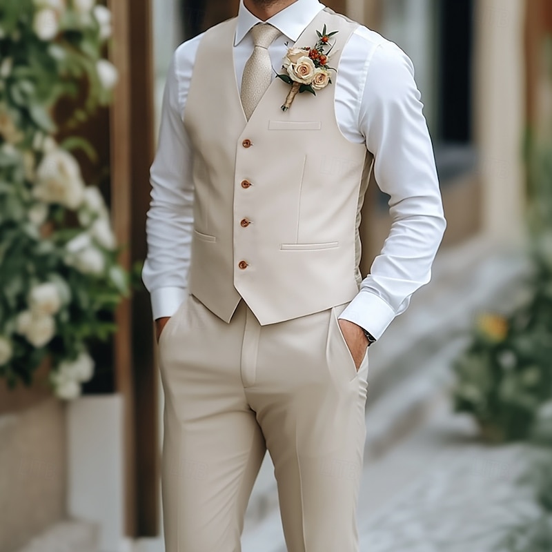 Men's Wedding Beach Wedding Suits Navy Blue Sage Fashion Casual Solid Colored Tailored Fit 2 Piece3