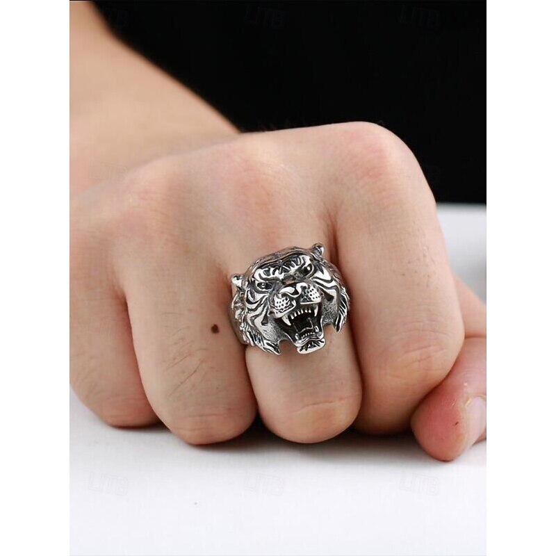Vintage Tiger Head Ring for Men | Bold and Edgy Punk Style3