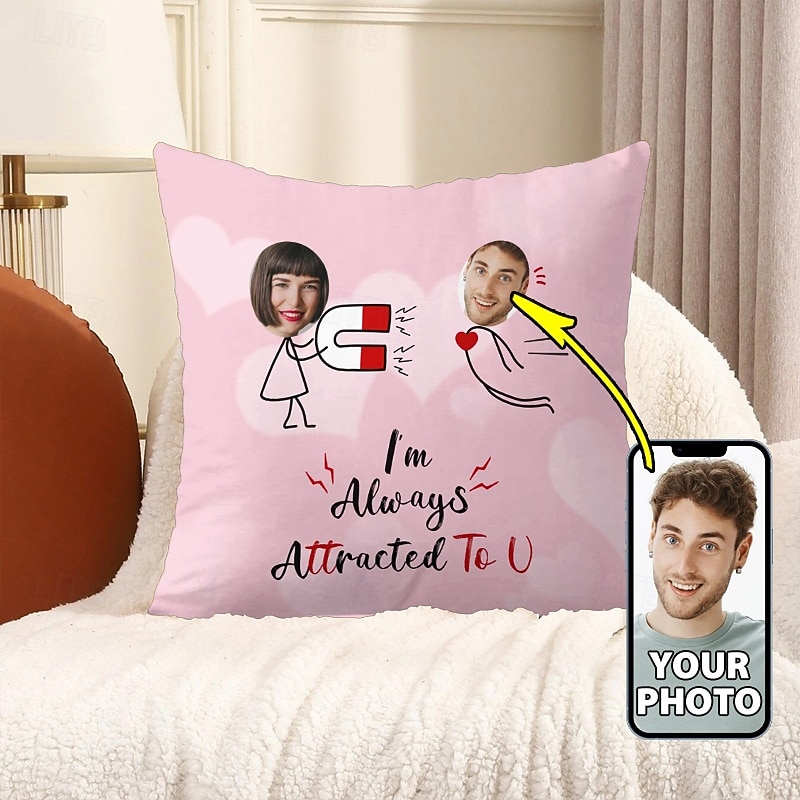 Custom Pillow Cover Personalized Gift Photo Memorial Love Cushion Cover Throw Pillow Funny Gift for Her/Him