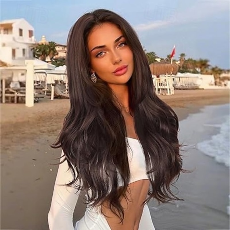 Long Layered Wigs for Women Wavy Wigs Middle Part Synthetic Hair Wig for Daily Use Party Cosplay