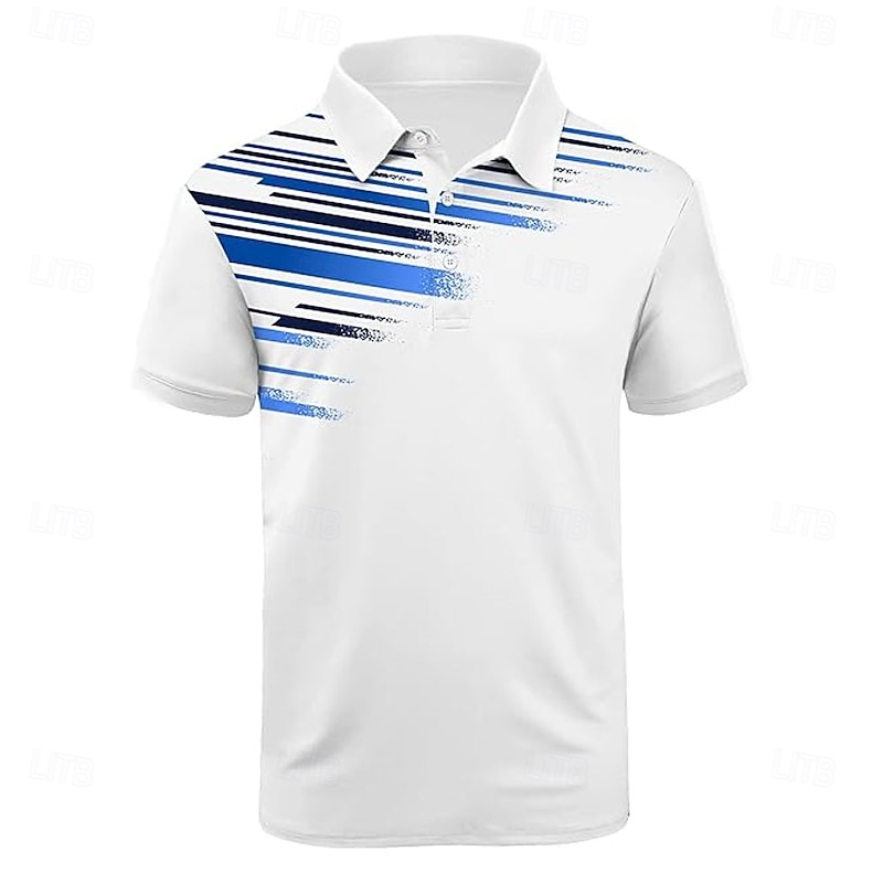 Men's Geometric Golf Shirt Short Sleeve Polo Shirts Collared Shirts Casual Outdoor Athleisure Home Wear 3D Print White Red Blue4