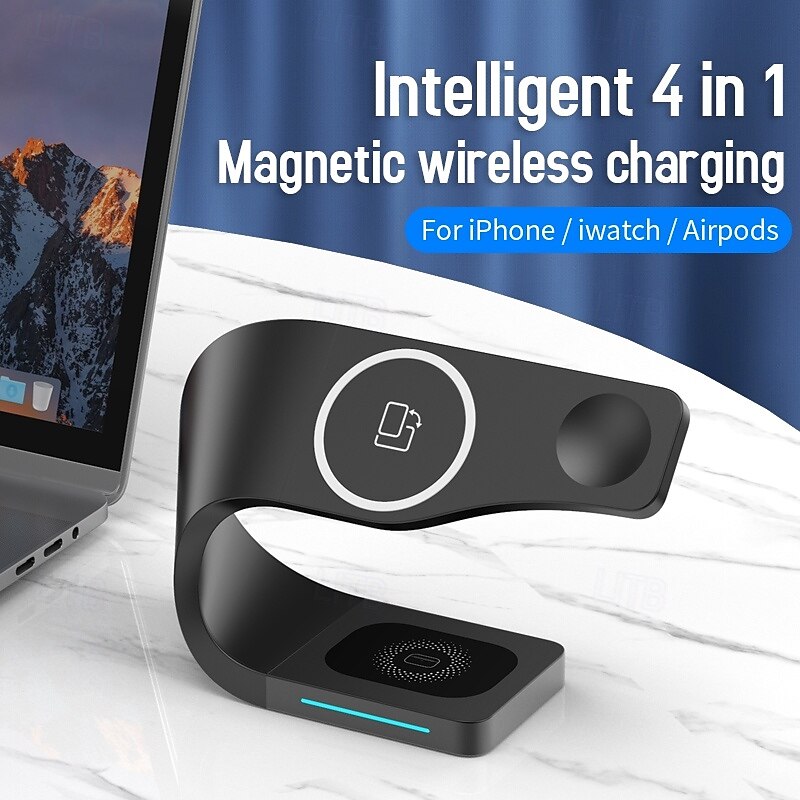 Wireless Charger Wireless Charging Station CE Certified Magnetic 4 in 1 Security Protection For Compatible with any wireless charging enabled devices Airpods 3 2 Pro 2