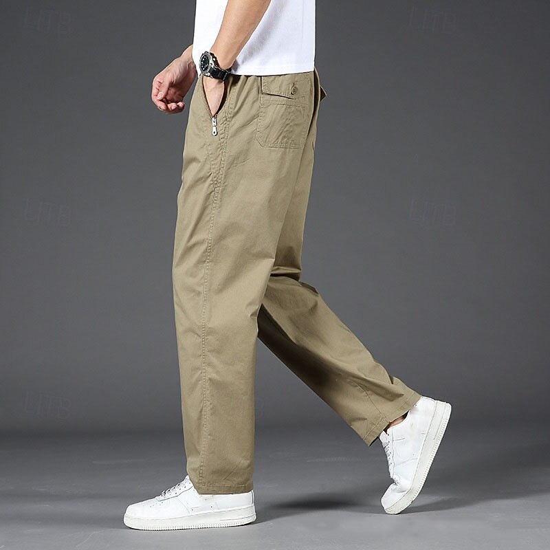 Men's Cargo Pants Trousers Casual Pants Pocket Drawstring Elastic Waist Plain Comfort Sports Outdoor Daily Fashion Casual Black Yellow Micro-elastic