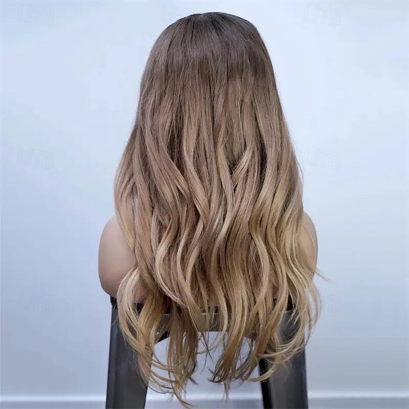 Human Hair 5x5 Closure 13x4 Lace Front Wig Free Part Brazilian Hair Wavy Blonde Brown Multi-color Wig 130% 150% Density with Baby Hair Highlighted / Balayage Hair 100% Virgin Glueless For Women Long3