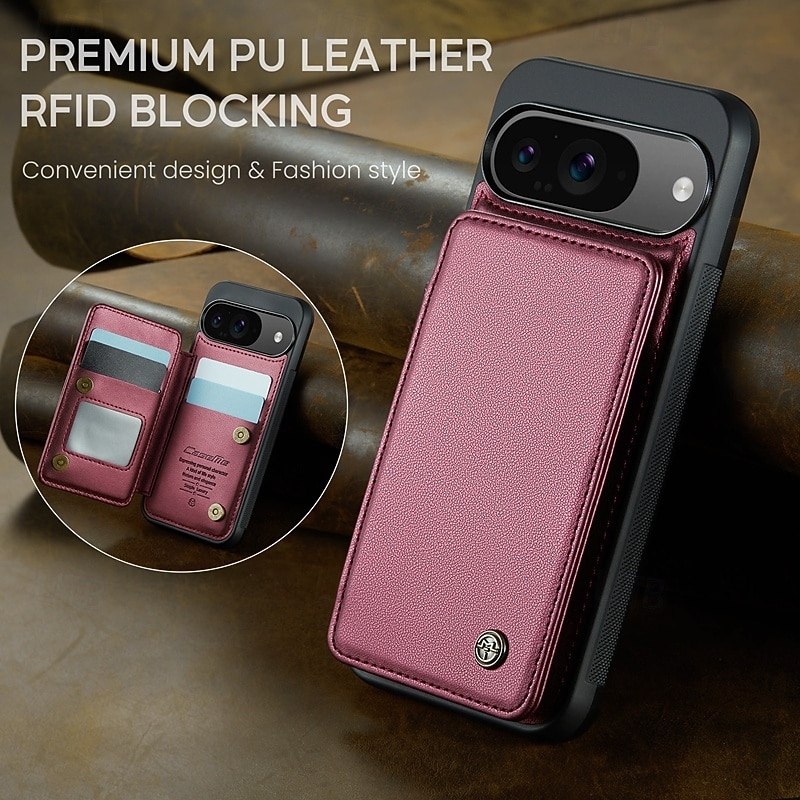 Phone Case For Google Pixel 9 Pro Pixel 9 Pro XL Pixel 8 Pro Pixel 8 Pixel 9 Back Cover with Stand Holder Card Slot Shockproof Retro TPU PC2