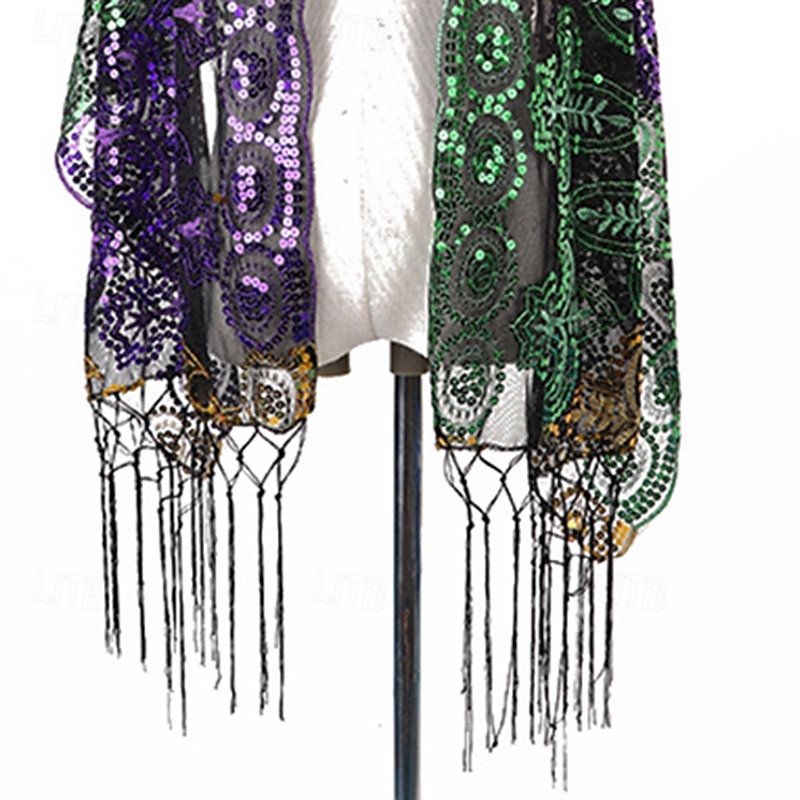 Roaring 20s 1920s Cocktail Dress Cape Wrap Shawls The Great Gatsby Wedding Guest Sequins Tassel Fringe Fancy Dress Women's Halloween Carnival Masquerade Wedding Wedding Guest Event / Party Adults'2