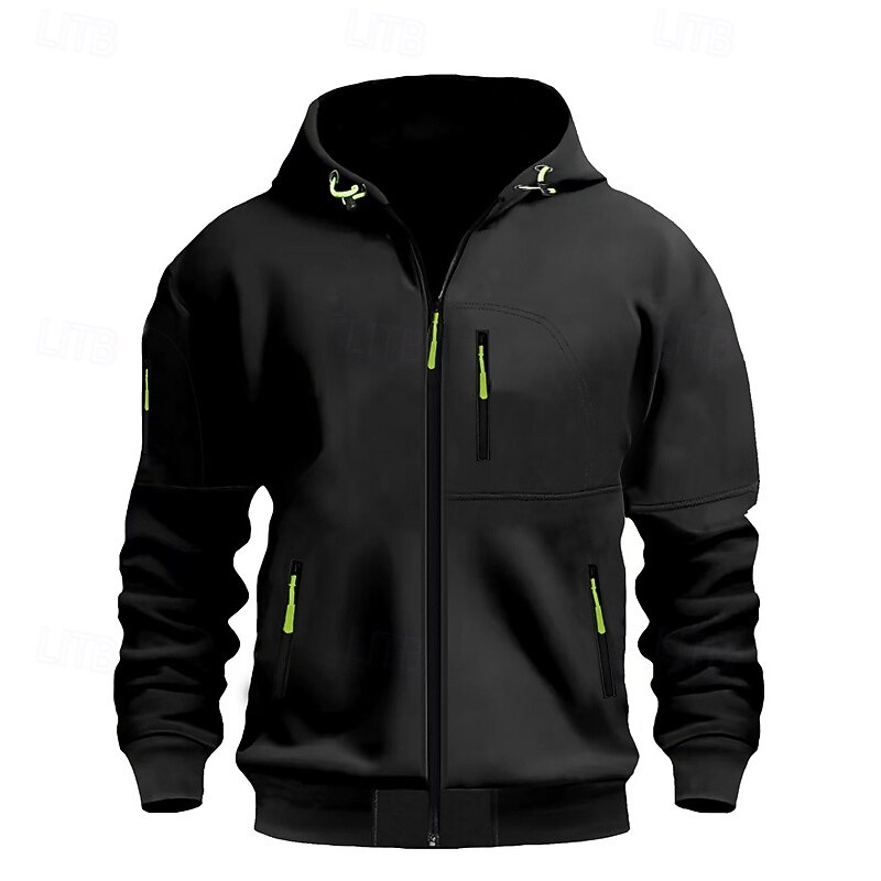 Men's Hoodie Sweatshirt Full Zip Hoodie Black Wine Army Green Navy Blue Blue Hooded Plain Pocket Sports & Outdoor Daily Holiday Polyester Streetwear Basic Casual Spring &  Fall Clothing Apparel3