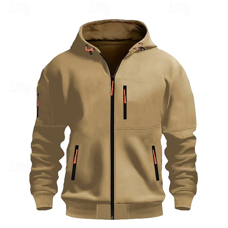 Men's Hoodie Sweatshirt Full Zip Hoodie Black Wine Army Green Navy Blue Blue Hooded Plain Pocket Sports & Outdoor Daily Holiday Polyester Streetwear Basic Casual Spring &  Fall Clothing Apparel2