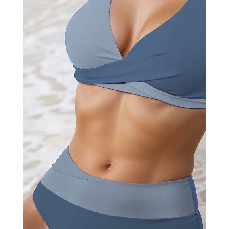 Women's Swimsuits Contrast Color Bikini Swimsuit Solid Color Elegant Fashion Bathing Suits3