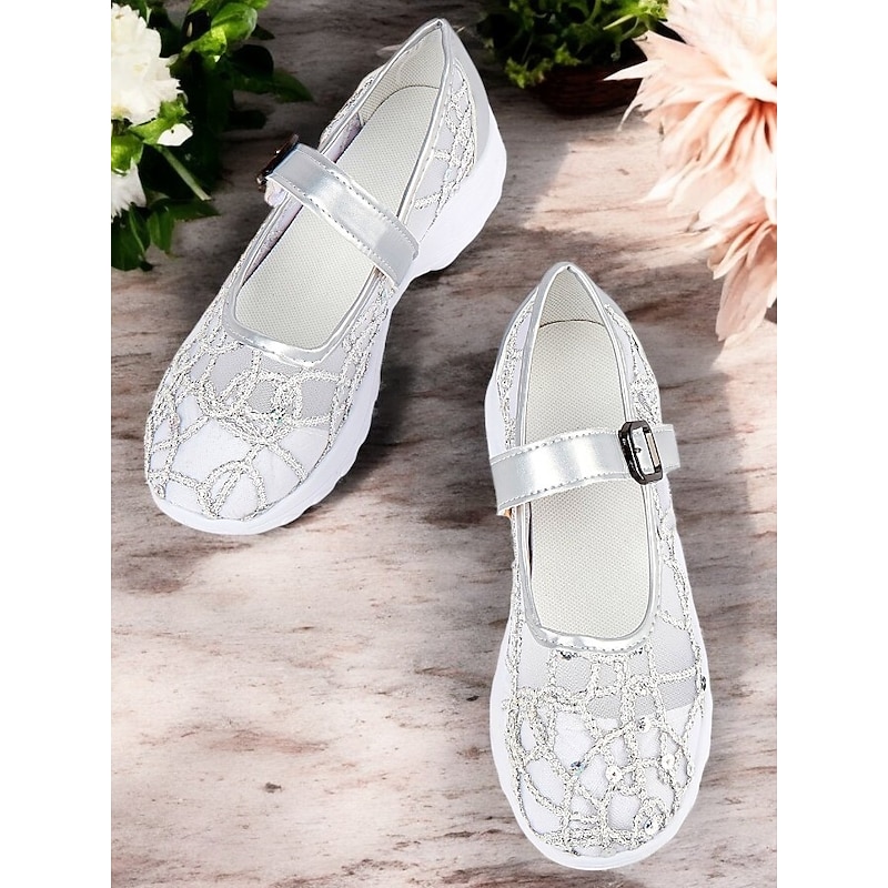 Silver Rhinestone Mesh Slip-On Sneakers for Women with Comfortable Soles - Ideal for Weddings  or Casual Events3