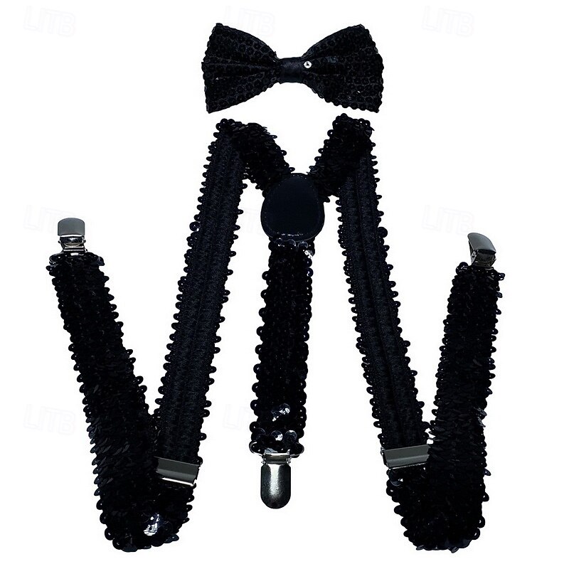 Retro Vintage Roaring 20s 1920s Bow Tie Suspenders The Great Gatsby Sequins Fancy Dress Men's Kings Day Masquerade Party Bachelorette Party Adults' Tie Suspenders4