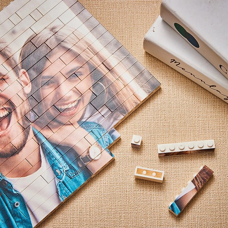 Personalized Photo Building Brick Puzzle Custom Wedding Gift for Couple Block Wedding Gift Double-Sided DIY Art Picture Square Shaped for Adults Block Puzzle Home Decor2