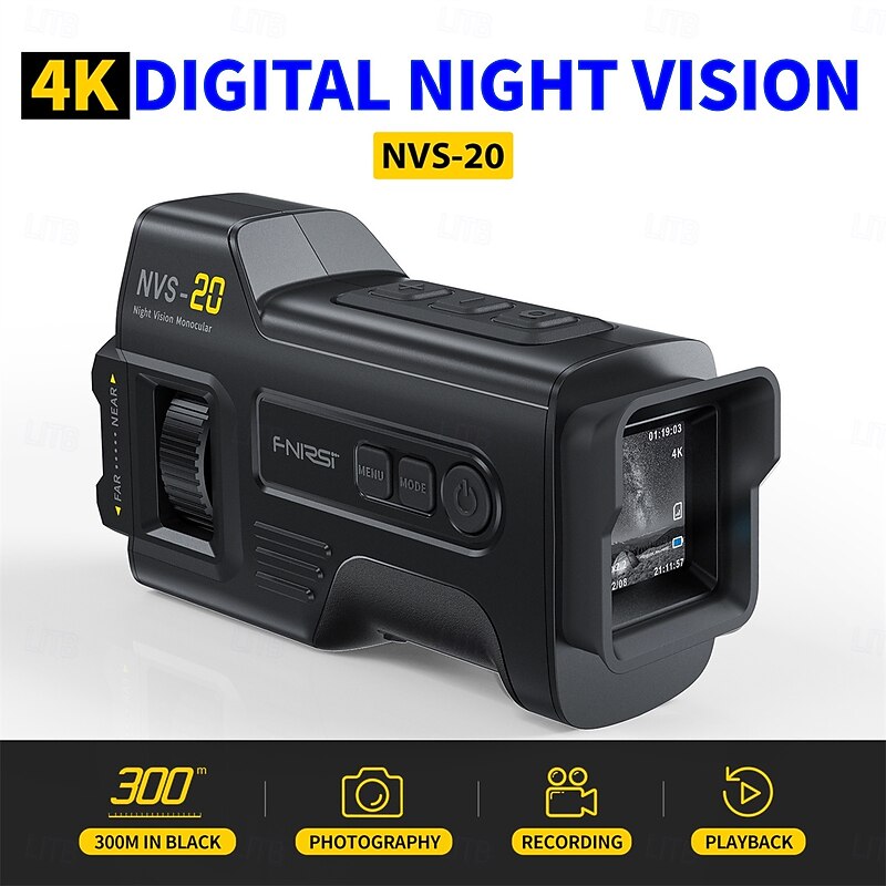 4K Digital Night Vision 300M Full-Dark Viewing Day Night Use 6X Zoom Support 36MP Resolution Photo Taking 4K Video Recording