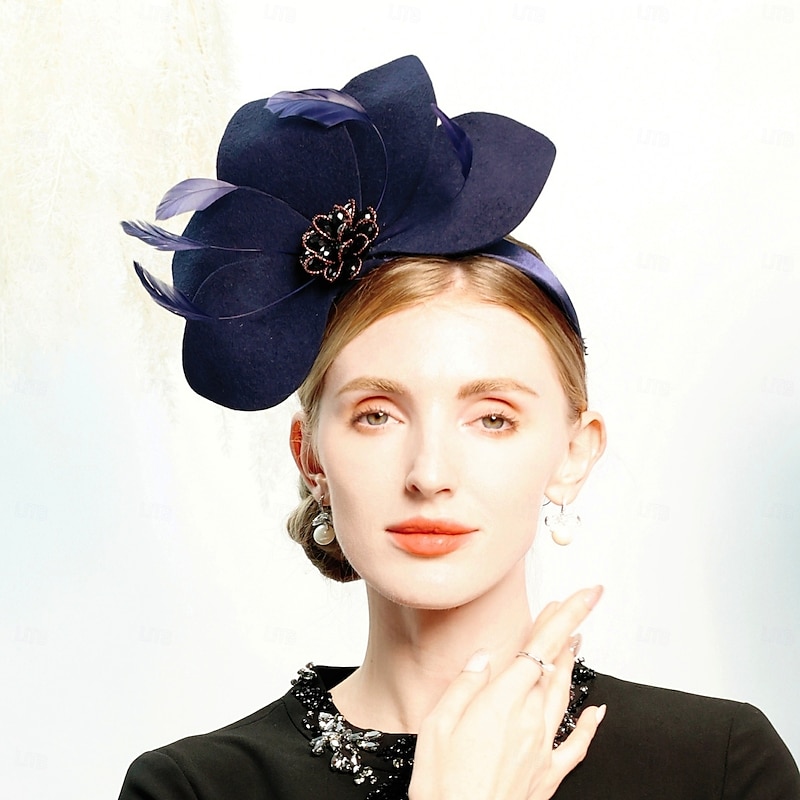 Hats 100% Wool Floppy Hat Saucer Hat Top Hat Wedding Cocktail Elegant Wedding With Rhinestone Feather Headpiece Headwear4