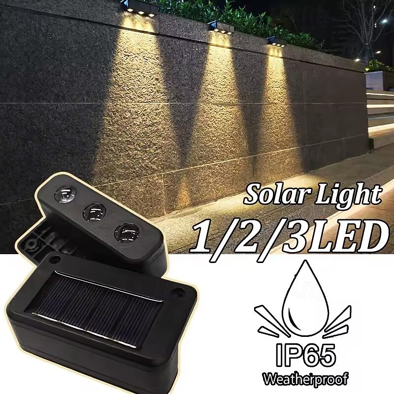 4pcs Solar Fence Lights Outdoor Wall Lamp Garden Pathway Stair Lights Courtyard Patio Porch Yard Decoration