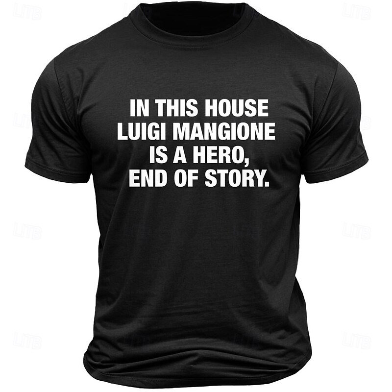 Luigi Mangione Men's Hero T Shirt Tee Top 100% Cotton Short Sleeve Graphic Shirt Black Army Green Dark Blue Comfortable Tee Vacation Street Fashion Designer Clothing3