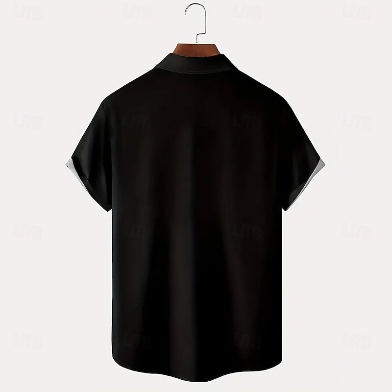 Men's Quotes & Sayings Cross Casual Shirt Button Up Shirt Short Sleeve Dark Causal Casual Summer Spring Turndown Button Up Black2