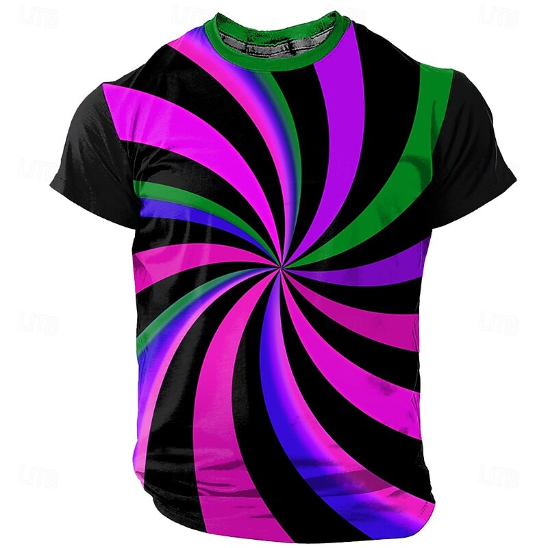 Men's Geometric T Shirt Short Sleeve T shirt 3D Print Crew Neck Shirt Exaggerated Designer Party Holiday Club Yellow Blue Purple Summer Spring Clothing Apparel S M L XL XXL XXXL4