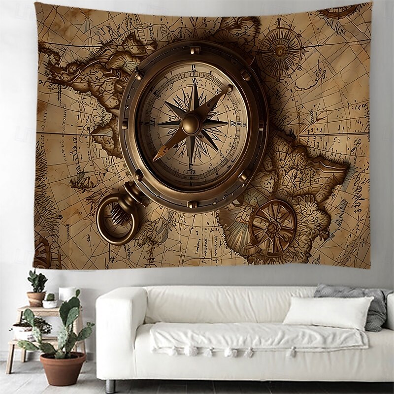 Hanging Tapestry Vintage Nautical Compass Map Wall Art Large Tapestry Mural Decor Photograph Backdrop Blanket Curtain Home Bedroom Living Room Decoration4