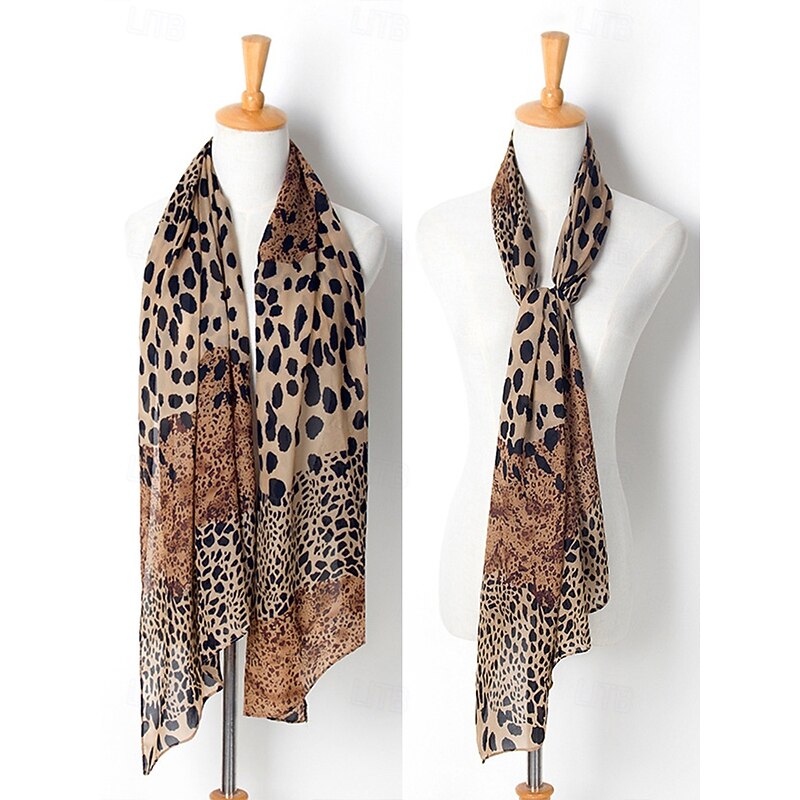 Lightweight Leopard Print Chiffon Scarf – Stylish Animal Print Wrap for Women, Perfect for Casual Wear, Travel, and All Seasons2
