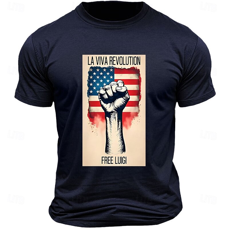 Free Luigi Men's Letter Printed T Shirt Tee Top 100% Cotton Short Sleeve Graphic Shirt Black White Army Green Comfortable Tee Vacation Street Fashion Designer Clothing3