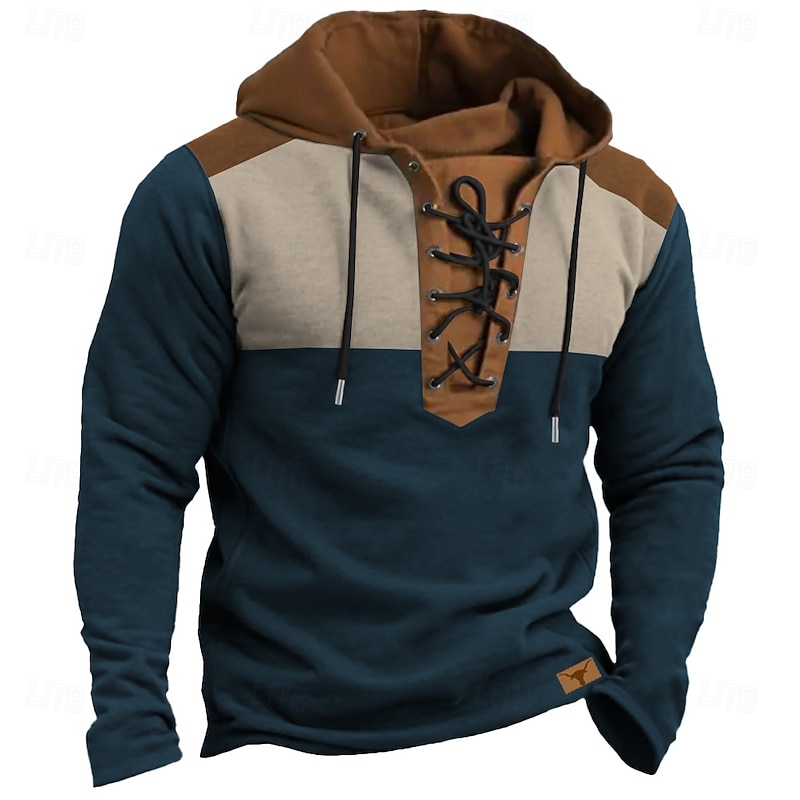 Men's Cowboy Hoodies Fashion Cool Long Sleeve Hooded Black Red Drawstring Fall Winter Designer