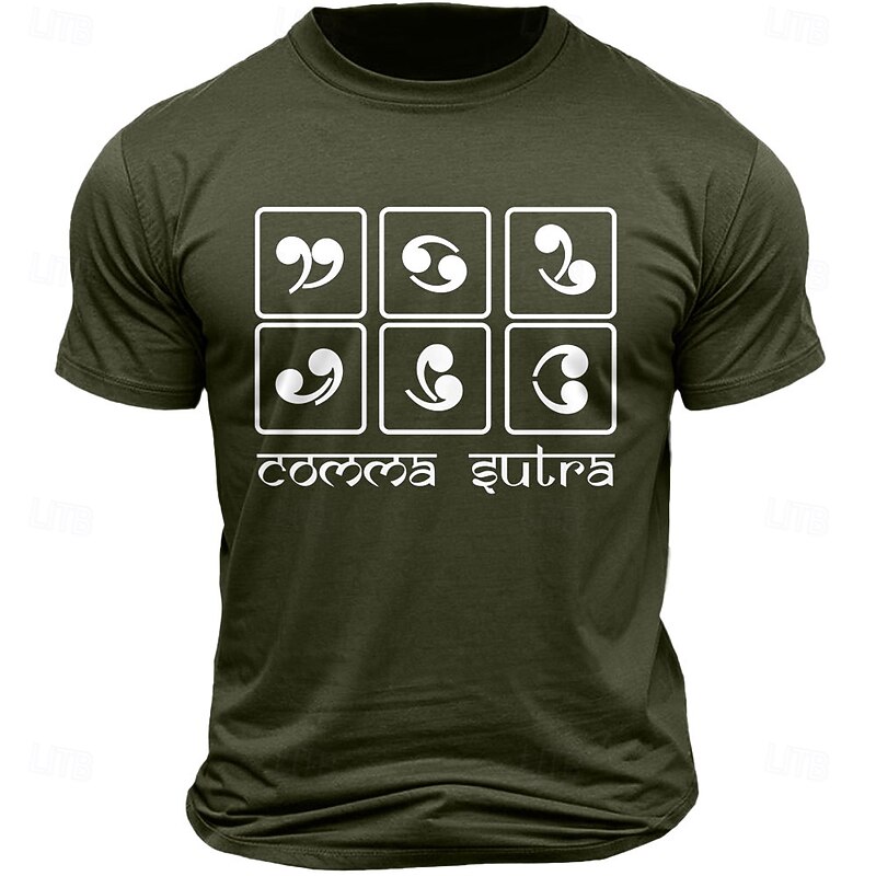 Men's Funny Comma Sutra T Shirt Tee Top 100% Cotton Short Sleeve Graphic Shirt Black Army Green Dark Blue Comfortable Tee Vacation Street Fashion Designer Clothing2