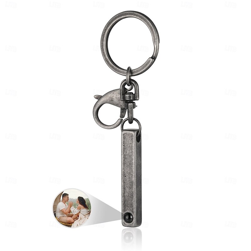 Personalized Projection Photo Keychain Custom Best Gift for Dad, Stainless Steel Couple Gift for Wife, Mom, Wedding, Mother's Day, Romantic Birthday Gift - Main Image