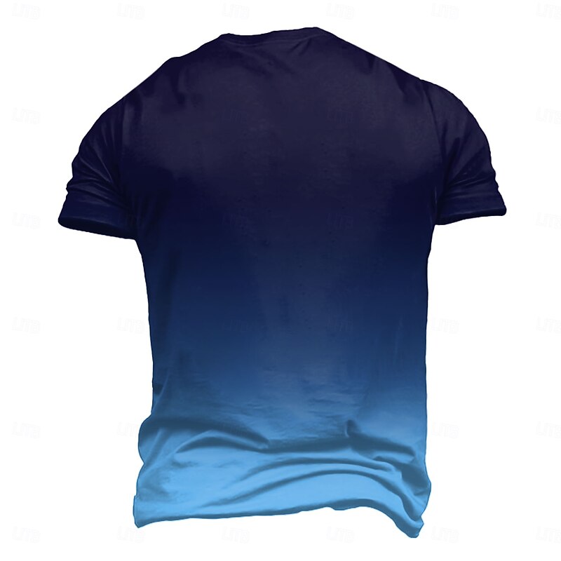 Men's Color Gradient T Shirt Short Sleeve T shirt 3D Print Crew Neck Shirt Exaggerated Designer Party Holiday Club Blue Summer Spring Clothing Apparel S M L XL XXL XXXL2